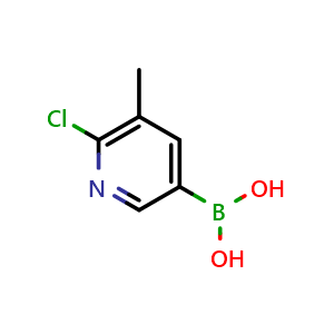 Chemical structure of (6-Chloro-5-methylpyridin-3-yl)boronic acid , CAS 1003043-40-0, AChemBlock T100237