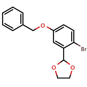 Chemical structure of 2-[2-Bromo-5-(phenylmethoxy)phenyl]-1,3-dioxolane , CAS 173427-53-7, AChemBlock T100242