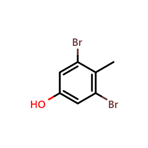 Chemical structure of 3,5-Dibromo-4-methylphenol , CAS 13979-81-2, AChemBlock T100243