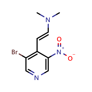 Chemical structure of 2-(3-Bromo-5-nitro-4-pyridinyl)-N,N-dimethylethenamine , CAS 1258875-12-5, AChemBlock T100244
