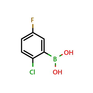 Chemical structure of 2-Chloro-5-fluorophenylboronic acid , CAS 444666-39-1, AChemBlock T100249