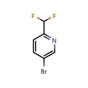 Chemical structure of 5-bromo-2-(difluoromethyl)pyridine , CAS 845827-13-6, AChemBlock T100269