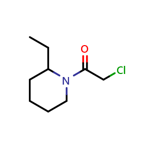Chemical structure of 2-chloro-1-(2-ethylpiperidin-1-yl)ethan-1-one , CAS 76395-72-7, AChemBlock T100274