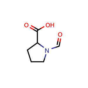 Chemical structure of 1-formylpyrrolidine-2-carboxylic acid , CAS 67985-73-3, AChemBlock T100277