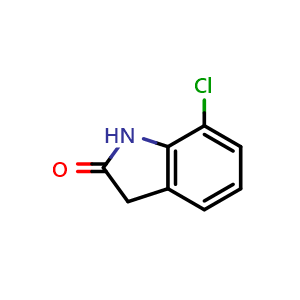Chemical structure of 7-chloro-2,3-dihydro-1H-indol-2-one , CAS 25369-33-9, AChemBlock T100312