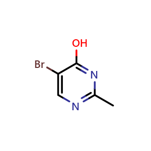 Chemical structure of 5-Bromo-2-methylpyrimidin-4-ol , CAS 1676-57-9, AChemBlock T100321