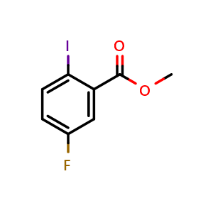 Chemical structure of 5-Fluoro-2-iodobenzoic acid methyl ester , CAS 1202897-48-0, AChemBlock T100330