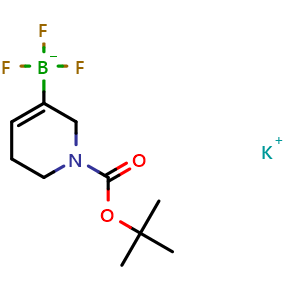 Chemical structure of potassium (1-tert-butoxycarbonyl-3,6-dihydro-2H-pyridin-5-yl)-trifluoro-boranuide , CAS 2416056-26-1, AChemBlock T100340