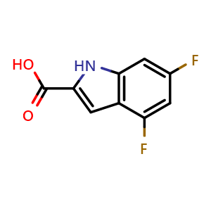 Chemical structure of 4,6-difluoro-1H-indole-2-carboxylic acid , CAS 247564-66-5, AChemBlock T100372