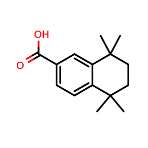 Chemical structure of 5,5,8,8-Tetramethyl-5,6,7,8-tetrahydro-2-naphthalenecarboxylic acid , CAS 103031-30-7, AChemBlock T100414