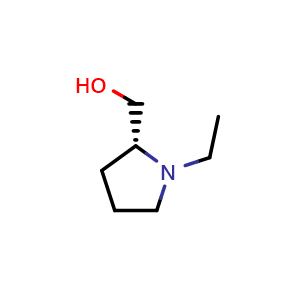 Chemical structure of [(2R)-1-ethylpyrrolidin-2-yl]methanol , CAS 79802-13-4, AChemBlock T100436