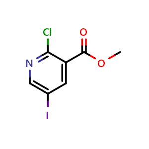Chemical structure of methyl 2-chloro-5-iodopyridine-3-carboxylate , CAS 78686-83-6, AChemBlock T100437