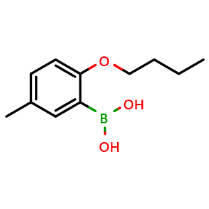 Chemical structure of 2-butoxy-5-methylphenylboronic acid , CAS 480438-72-0, AChemBlock T100456