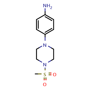 Chemical structure of 4-(4-methylsulfonylpiperazin-1-yl)aniline , CAS 442549-42-0, AChemBlock T100460