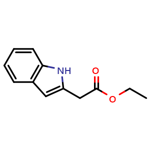 Chemical structure of Ethyl 2-(1H-indol-2-yl)acetate , CAS 33588-64-6, AChemBlock T100473