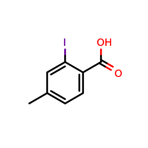 Chemical structure of 2-Iodo-4-methylbenzoic acid , CAS 1829-21-6, AChemBlock T100483