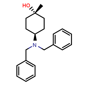 Chemical structure of Trans-4-(dibenzylamino)-1-methyl-cyclohexanol , CAS 177908-36-0, AChemBlock T100484