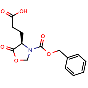 Chemical structure of (4R)-5-Oxo-3-Cbz-4-oxazolidinepropanoic acid , CAS 97975-57-0, AChemBlock T100516