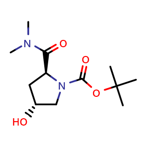 Chemical structure of (4R)-4-Hydroxy-1-Boc-L-proline N,N-dimethylamide , CAS 127423-55-6, AChemBlock T100531