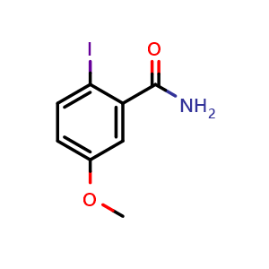 Chemical structure of 2-Iodo-5-methoxybenzamide , CAS 1130283-73-6, AChemBlock T100532