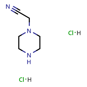 Chemical structure of 1-Piperazineacetonitrile dihydrochloride , CAS 1044707-17-6, AChemBlock T100534