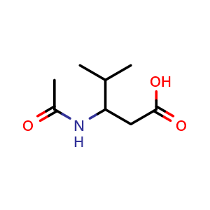 Chemical structure of 3-(Acetylamino)-4-methylpentanoic acid , CAS 1001611-01-3, AChemBlock T100535