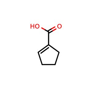 Chemical structure of 1-Cyclopentenecarboxylic acid , CAS 1560-11-8, AChemBlock T100575