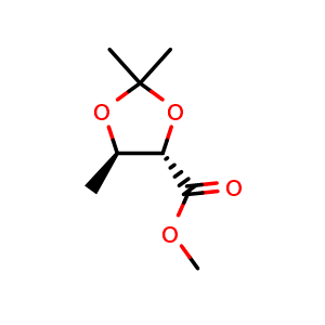 Chemical structure of (4S,5R)-Methyl 2,2,5-trimethyl-1,3-dioxolane-4-carboxylate , CAS 38410-80-9, AChemBlock T100584