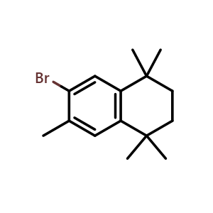 Chemical structure of 6-bromo-1,1,4,4,7-pentamethyl-2,3-dihydronaphthalene , CAS 119999-22-3, AChemBlock T100586