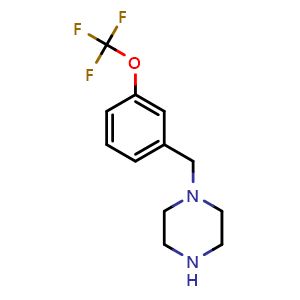 Chemical structure of 1-[3-(Trifluoromethoxy)benzyl]piperazine , CAS 868054-25-5, AChemBlock T100604