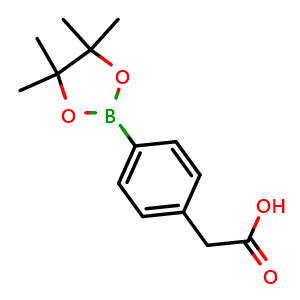 Chemical structure of 2-(4-(4,4,5,5-tetramethyl-1,3,2-dioxaborolan-2-yl)phenyl)acetic acid , CAS 797755-07-8, AChemBlock T100610
