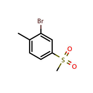 Chemical structure of 2-Bromo-4-methylsulfonyl-1-methylbenzene , CAS 702672-96-6, AChemBlock T100616