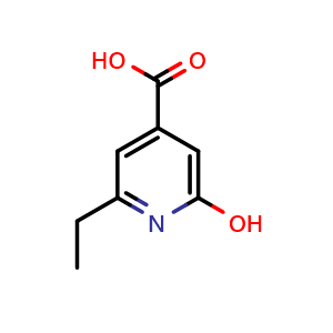 Chemical structure of 2-ethyl-6-hydroxypyridine-4-carboxylic acid , CAS 54881-17-3, AChemBlock T100629