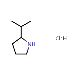 Chemical structure of 2-(propan-2-yl)pyrrolidine hydrochloride , CAS 540526-01-0, AChemBlock T100630