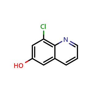 Chemical structure of 8-Chloroquinolin-6-ol , CAS 18119-24-9, AChemBlock T100659