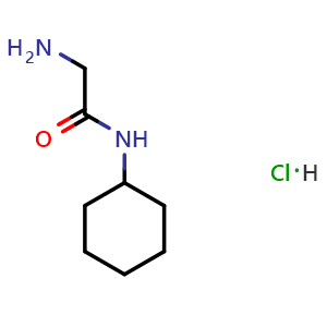 Chemical structure of 2-amino-N-cyclohexylacetamide hydrochloride , CAS 14432-21-4, AChemBlock T100667