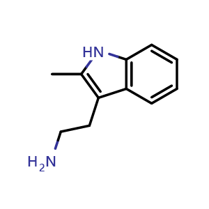 Chemical structure of 2-(2-methyl-1H-indol-3-yl)ethan-1-amine , CAS 2731-06-8, AChemBlock T100677