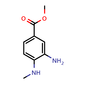 Chemical structure of Methyl 3-amino-4-(methylamino)benzenecarboxylate , CAS 66315-16-0, AChemBlock T100678