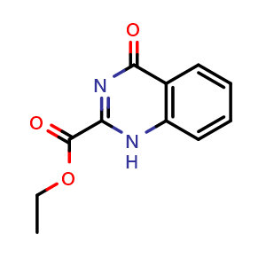 Chemical structure of ethyl 4-oxo-1H-quinazoline-2-carboxylate , CAS 29113-33-5, AChemBlock T100680