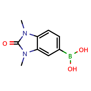 Chemical structure of (1,3-dimethyl-2-oxo-2,3-dihydro-1H-benzo[d]imidazol-5-yl)boronic acid , CAS 1443987-72-1, AChemBlock T100682