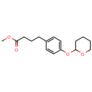 Chemical structure of methyl 4-(4-((tetrahydro-2H-pyran-2-yl)oxy)phenyl)butanoate , CAS 2411635-68-0, AChemBlock T100686