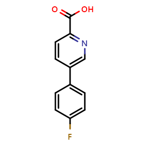 Chemical structure of 5-(4-Fluorophenyl)pyridine-2-carboxylic acid , CAS 845826-99-5, AChemBlock T100687