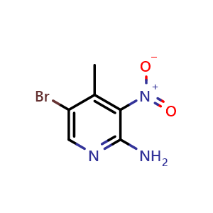 Chemical structure of 5-bromo-4-methyl-3-nitro-pyridin-2-amine , CAS 100367-40-6, AChemBlock T100711