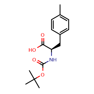 Chemical structure of (R)-2-((tert-butoxycarbonyl)amino)-3-(p-tolyl)propanoic acid , CAS 80102-27-8, AChemBlock T100753