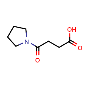 Chemical structure of 4-oxo-4-(pyrrolidin-1-yl)butanoic acid , CAS 69338-35-8, AChemBlock T100761