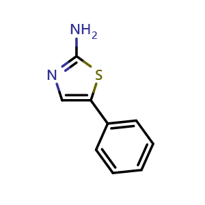Chemical structure of 5-phenyl-1,3-thiazol-2-amine , CAS 39136-63-5, AChemBlock T100786