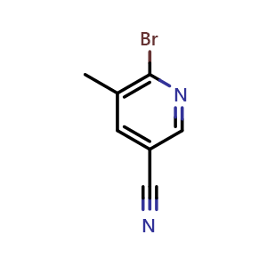Chemical structure of 6-Bromo-5-methyl-3-pyridinecarbonitrile , CAS 374633-37-1, AChemBlock T100787