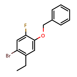Chemical structure of 1-benzyloxy-4-bromo-5-ethyl-2-fluoro-benzene , CAS 1825308-38-0, AChemBlock T100802
