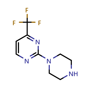 Chemical structure of 2-(piperazin-1-yl)-4-(trifluoromethyl)pyrimidine , CAS 179756-91-3, AChemBlock T100805