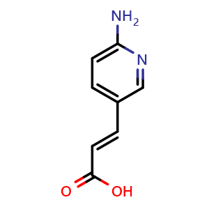 Chemical structure of (2E)-3-(6-aminopyridin-3-yl)prop-2-enoic acid , CAS 167837-43-6, AChemBlock T100807